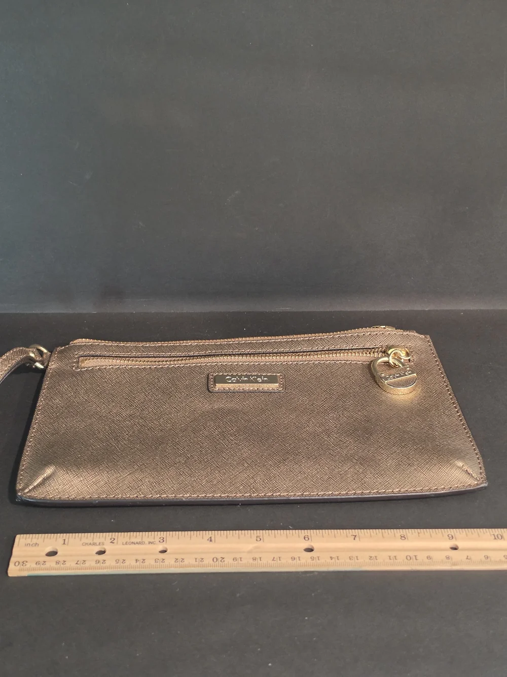 Calvin Klein Metallic Bronze Wristlet Clutch
